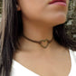Heart Necklace, Suede Leather Choker